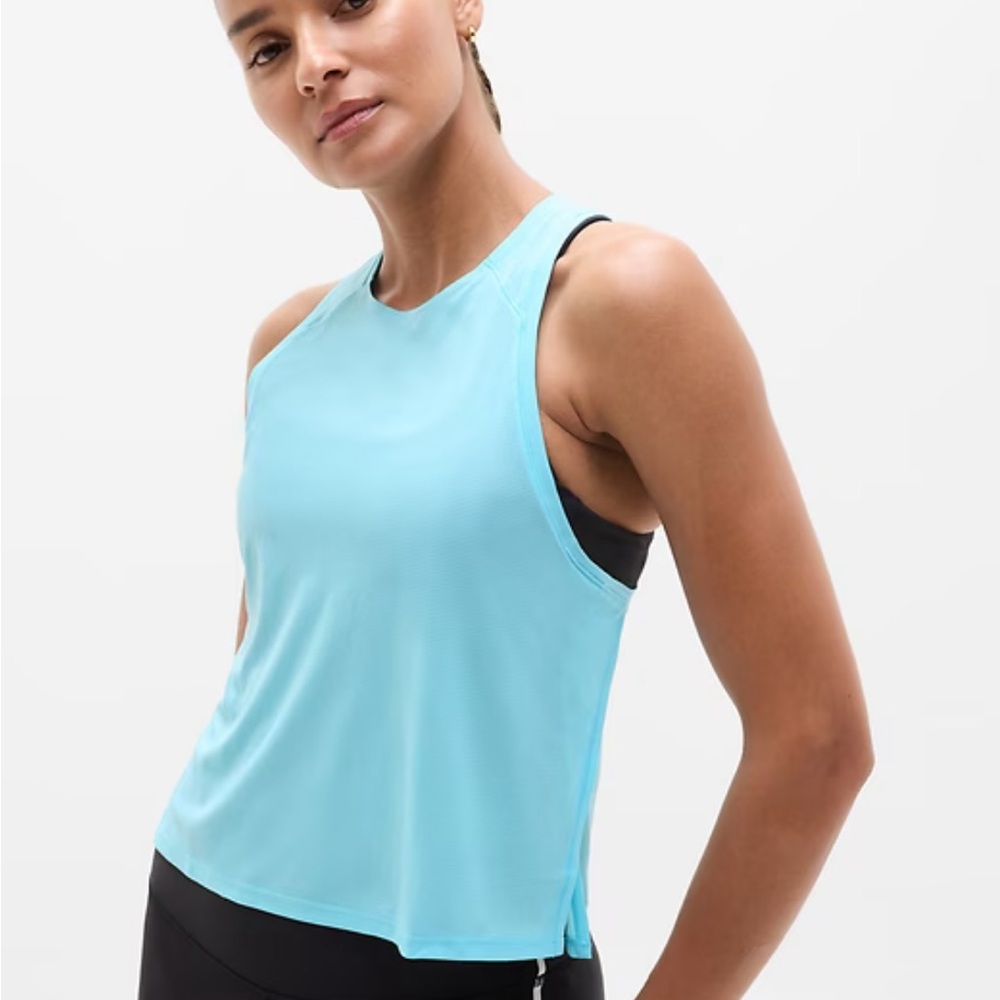 Athleta Grid Knit Tank, small, aqua